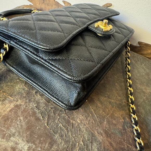 Chanel Black Caviar Circle Handle Crossbody Bag WOC Series GHW Authentic CoA - Picture 3 of 12